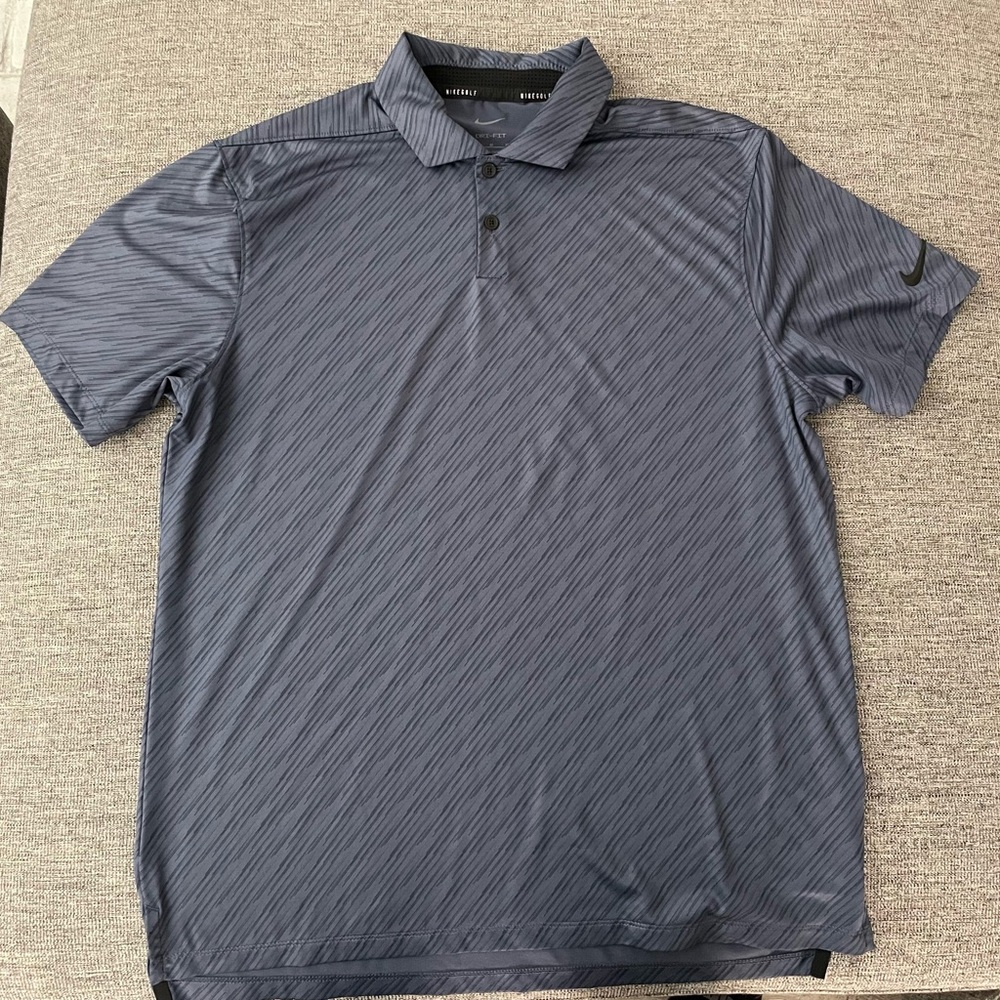 Nike Men's Striped Navy Polo Shirt